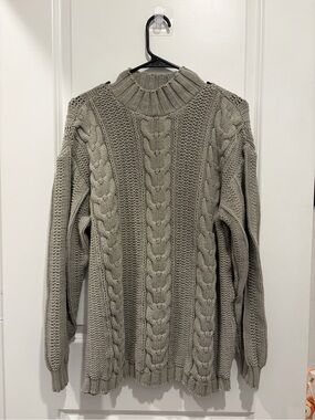 St. John's Bay Sage Green Cable Turtleneck Sweater